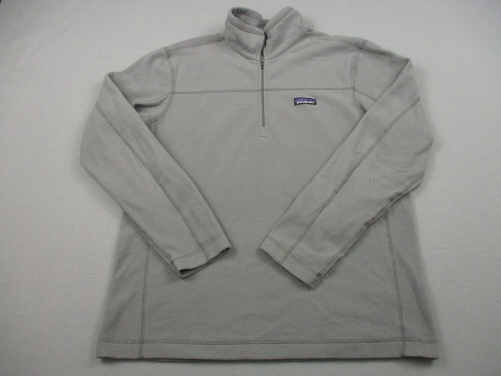 Patagonia Jacket Men Large Gray Solid Fleece 1/4 Zip Pullover Hiking Outdoor L